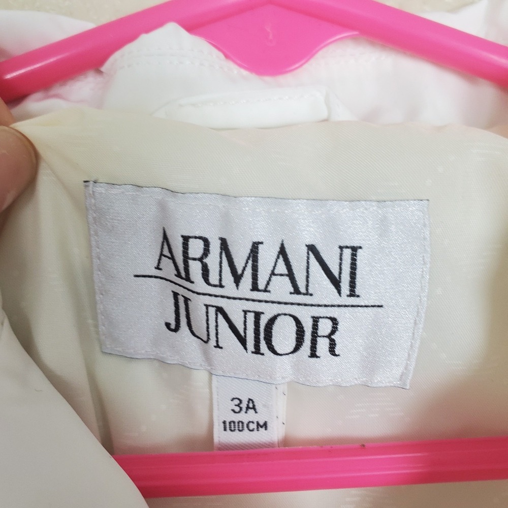 Armani Junior Girls White Double Breasted Lightweight Ruffle Jacket Size 3Y 100C - Picture 7 of 10